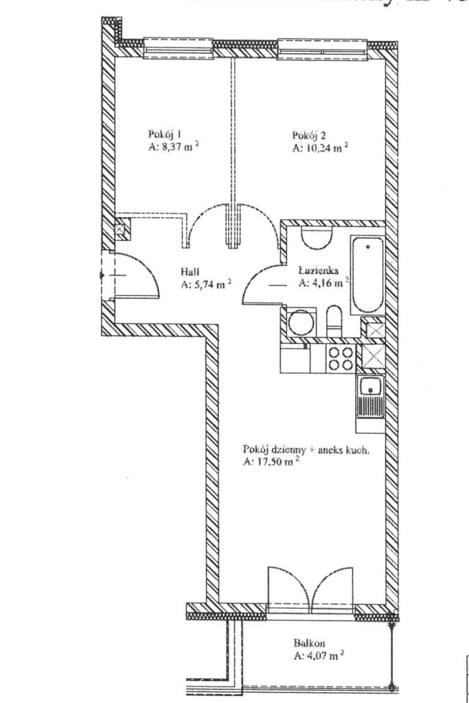 3 pokoje | 46,01 m² | Klimatyzacja | Balkon | Komórka lokatorska | Kliny